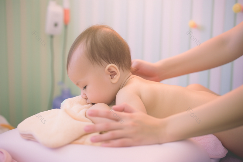 妈妈给趴着的可爱婴儿宝宝洗澡后擦身体乳液按摩摄影背景,高清,摄影图,摄影图片,图片大全,摄影图免费下载